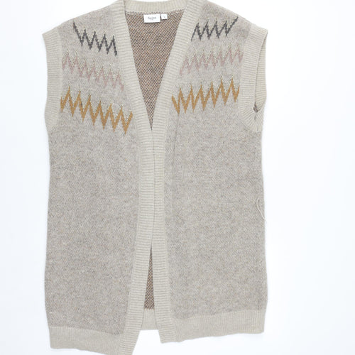 Saint Tropez Beige Knit Geometric Sleeveless Vest S