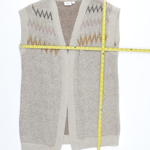 Saint Tropez Beige Knit Geometric Sleeveless Vest S