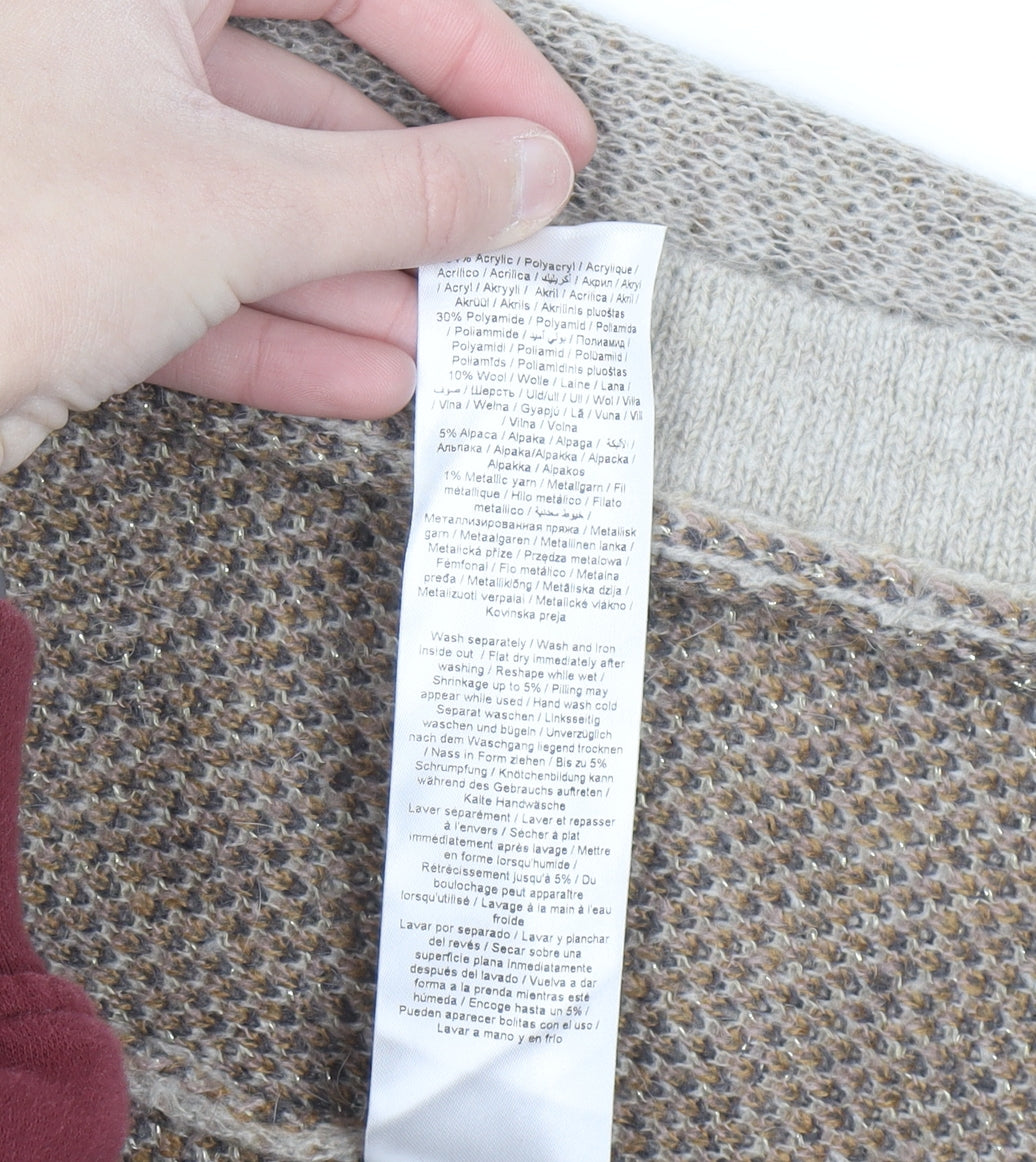 Saint Tropez Beige Knit Geometric Sleeveless Vest S