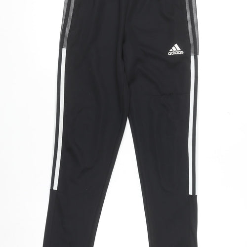Adidas Boys Black Jogger Trousers 11-12 Years Elastic Waist Side Stripe
