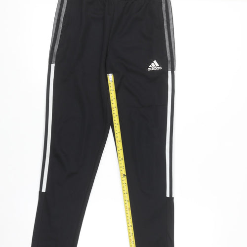 Adidas Boys Black Jogger Trousers 11-12 Years Elastic Waist Side Stripe