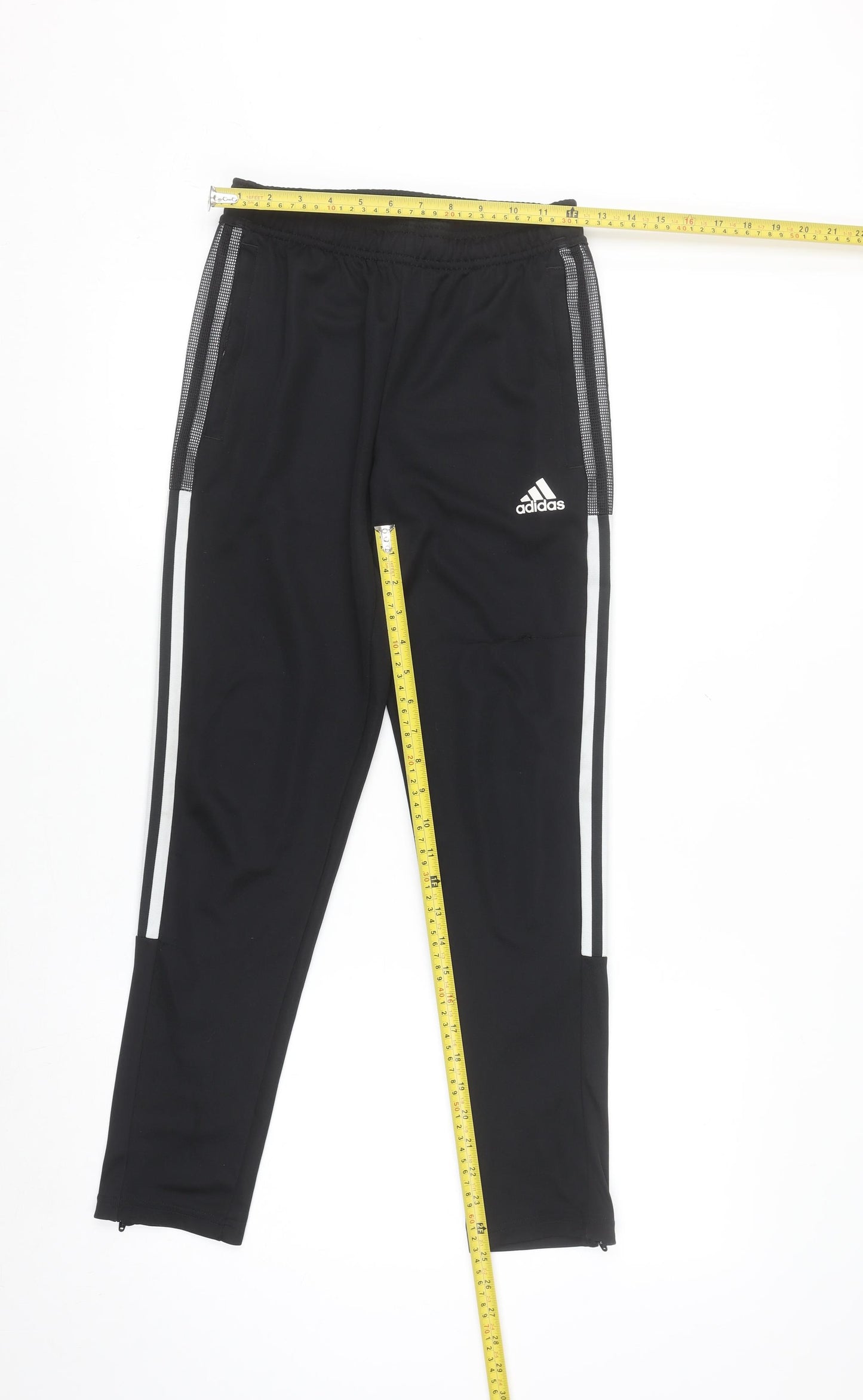 Adidas Boys Black Jogger Trousers 11-12 Years Elastic Waist Side Stripe