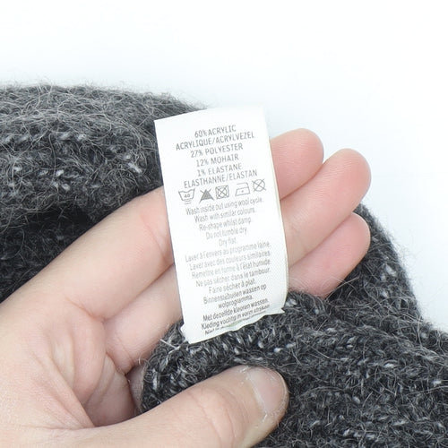 New Look Women Grey Mohair Blend Cowl Neck Short Sleeve Jumper Size 14