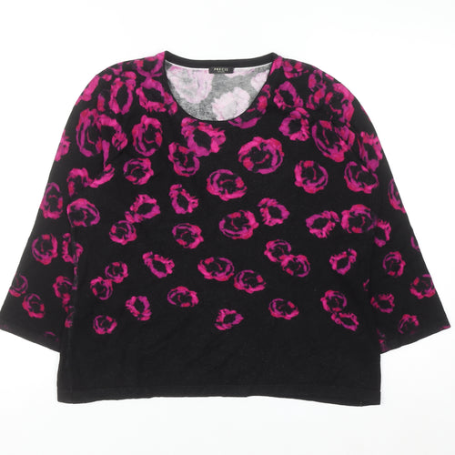 Precis Petite Womens Black Pink Animal Print Knit Jumper L