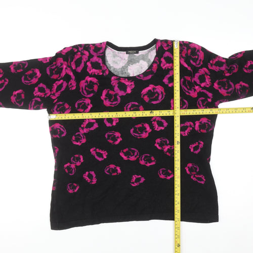 Precis Petite Womens Black Pink Animal Print Knit Jumper L