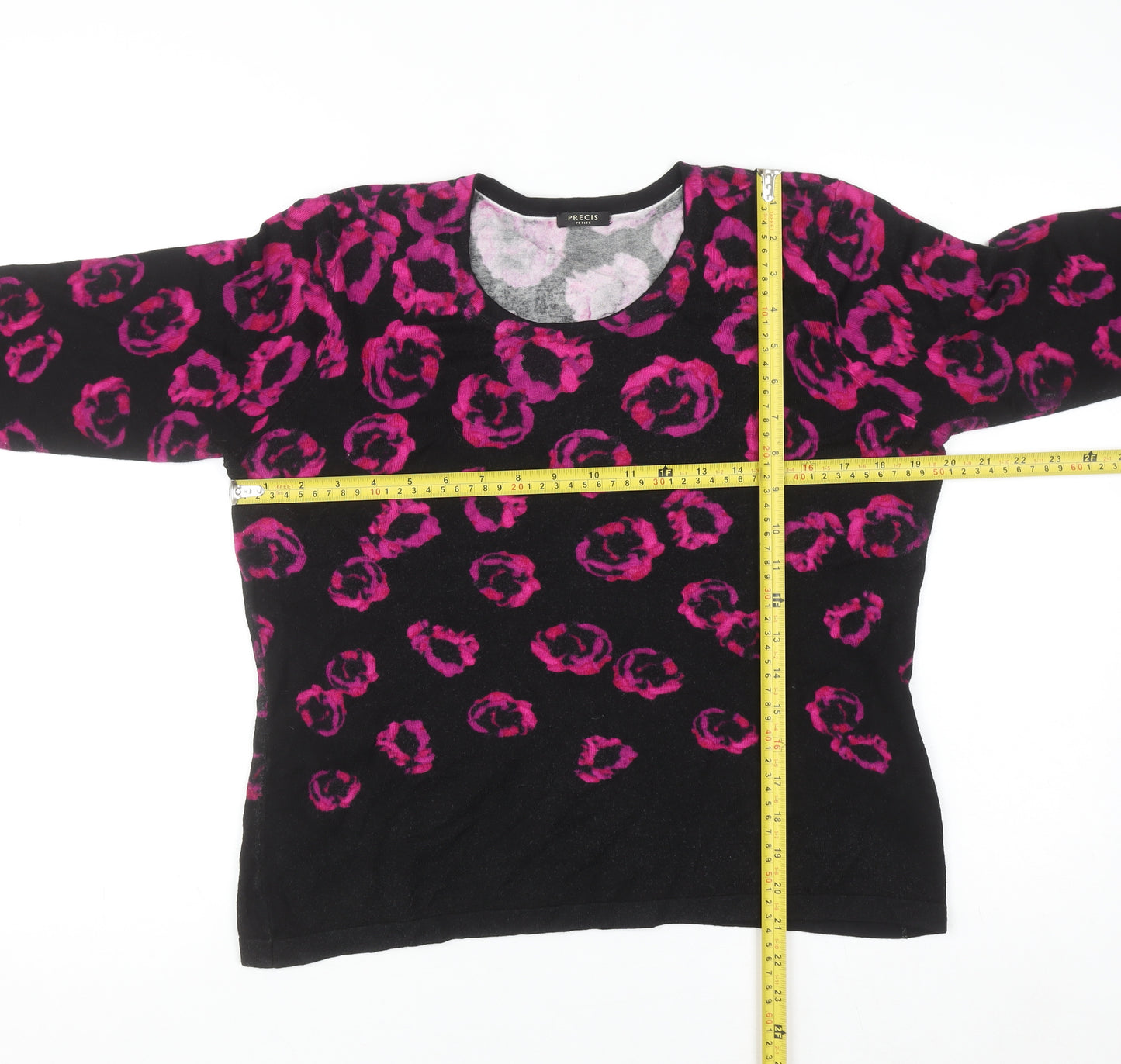 Precis Petite Womens Black Pink Animal Print Knit Jumper L