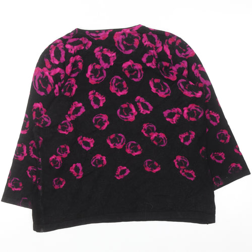 Precis Petite Womens Black Pink Animal Print Knit Jumper L