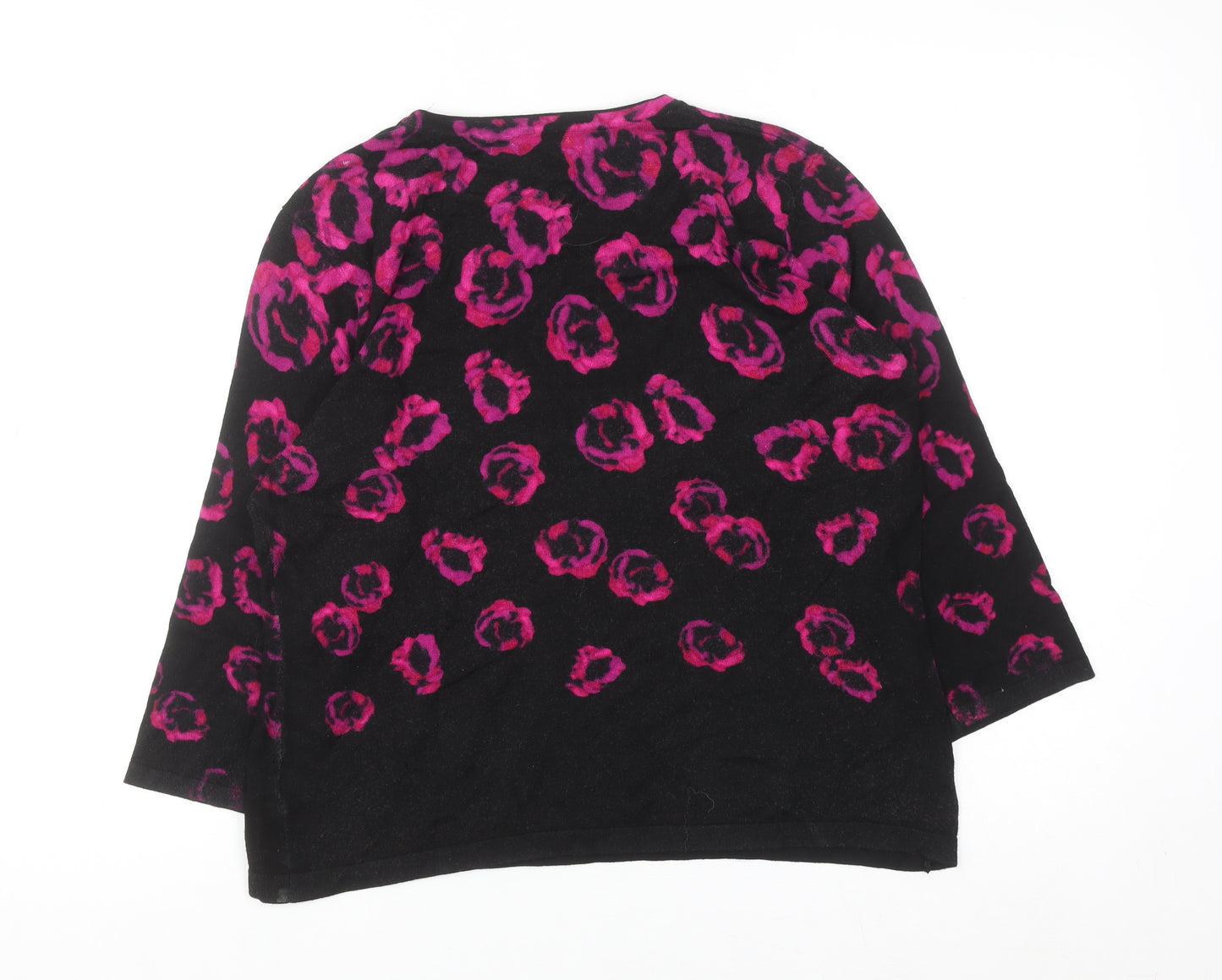 Precis Petite Womens Black Pink Animal Print Knit Jumper L