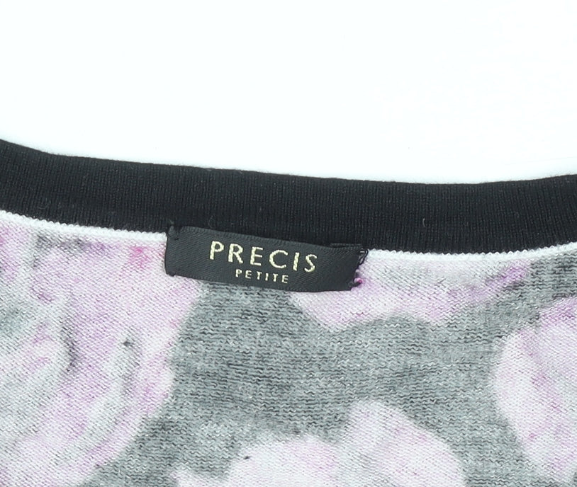Precis Petite Womens Black Pink Animal Print Knit Jumper L