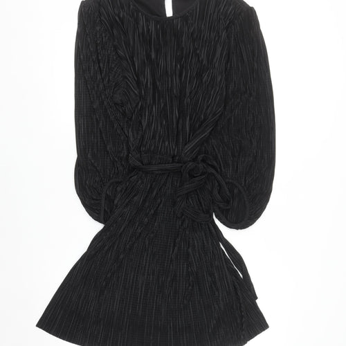 Peacocks Women’s Black Size 20 Pleated A-Line Long Sleeve Dress