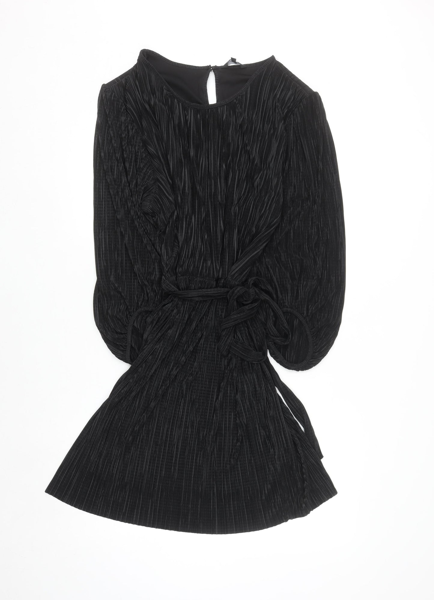 Peacocks Women’s Black Size 20 Pleated A-Line Long Sleeve Dress
