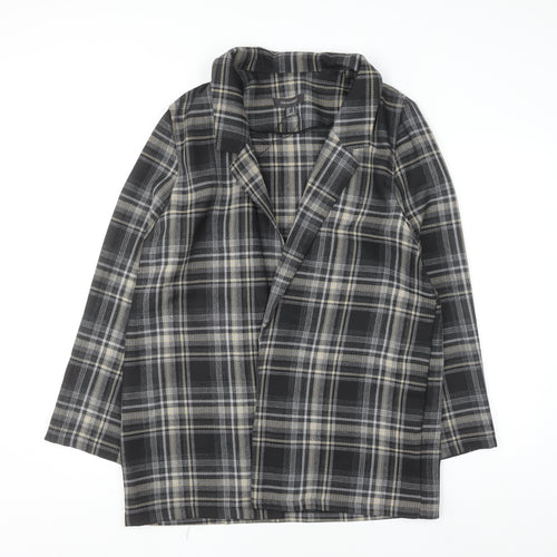Primark Women Grey Check Mid-Length Overcoat Size 16