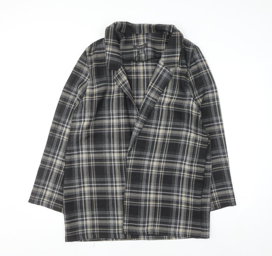 Primark Women Grey Check Mid-Length Overcoat Size 16