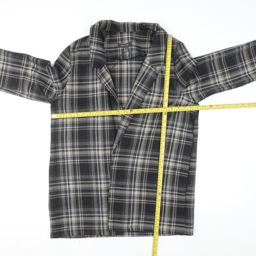 Primark Women Grey Check Mid-Length Overcoat Size 16