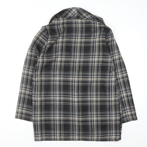Primark Women Grey Check Mid-Length Overcoat Size 16