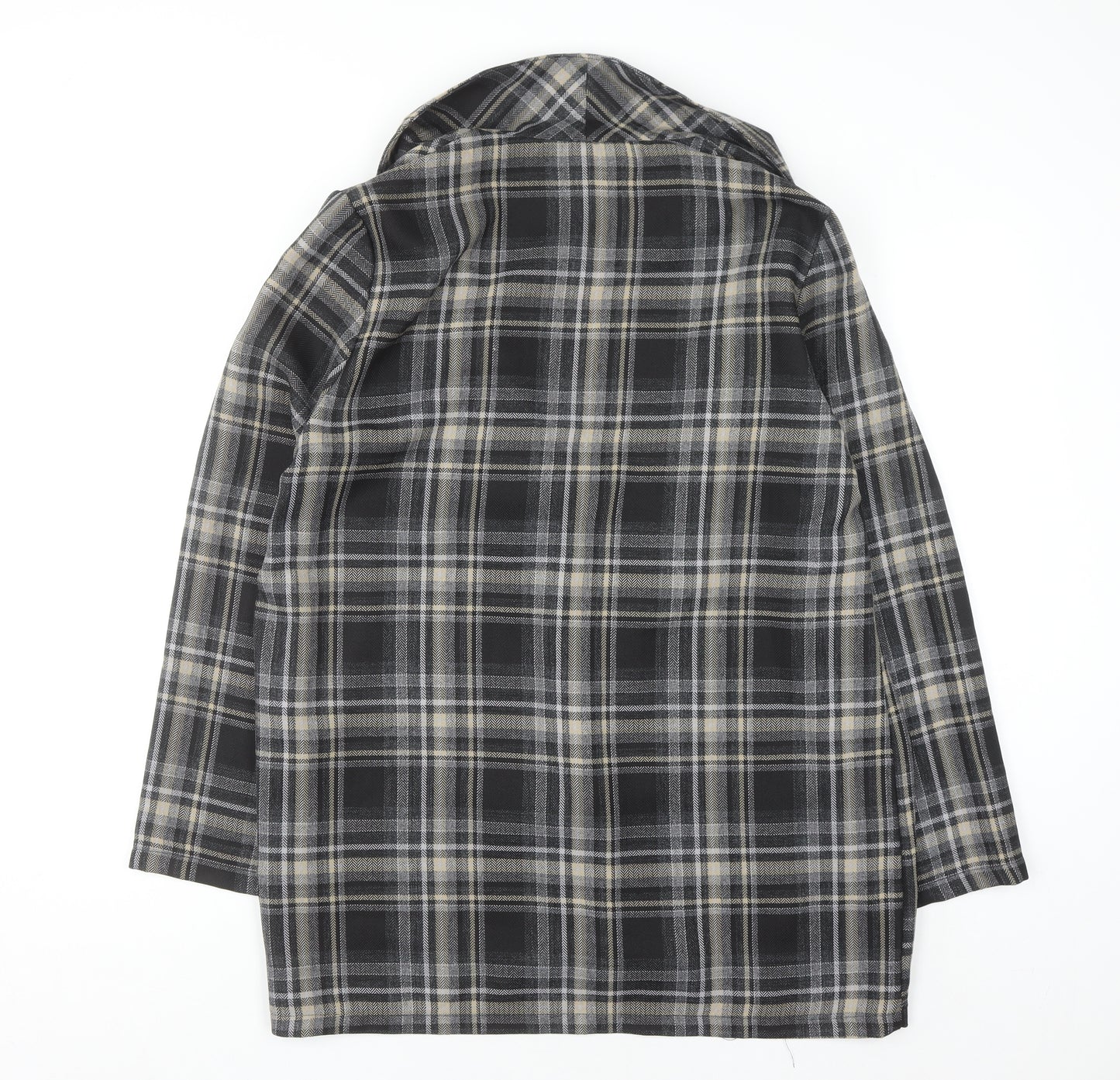Primark Women Grey Check Mid-Length Overcoat Size 16