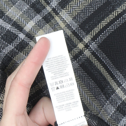 Primark Women Grey Check Mid-Length Overcoat Size 16
