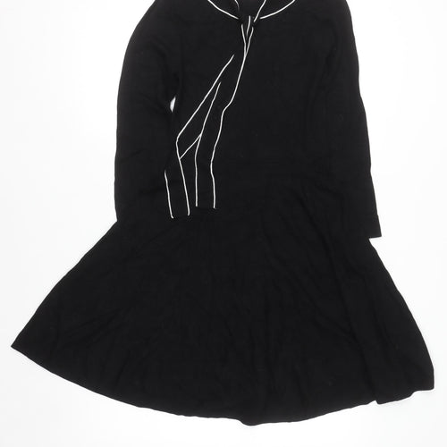 Monsoon Women’s Black Fit & Flare Knit Dress Size 8 Long Sleeve