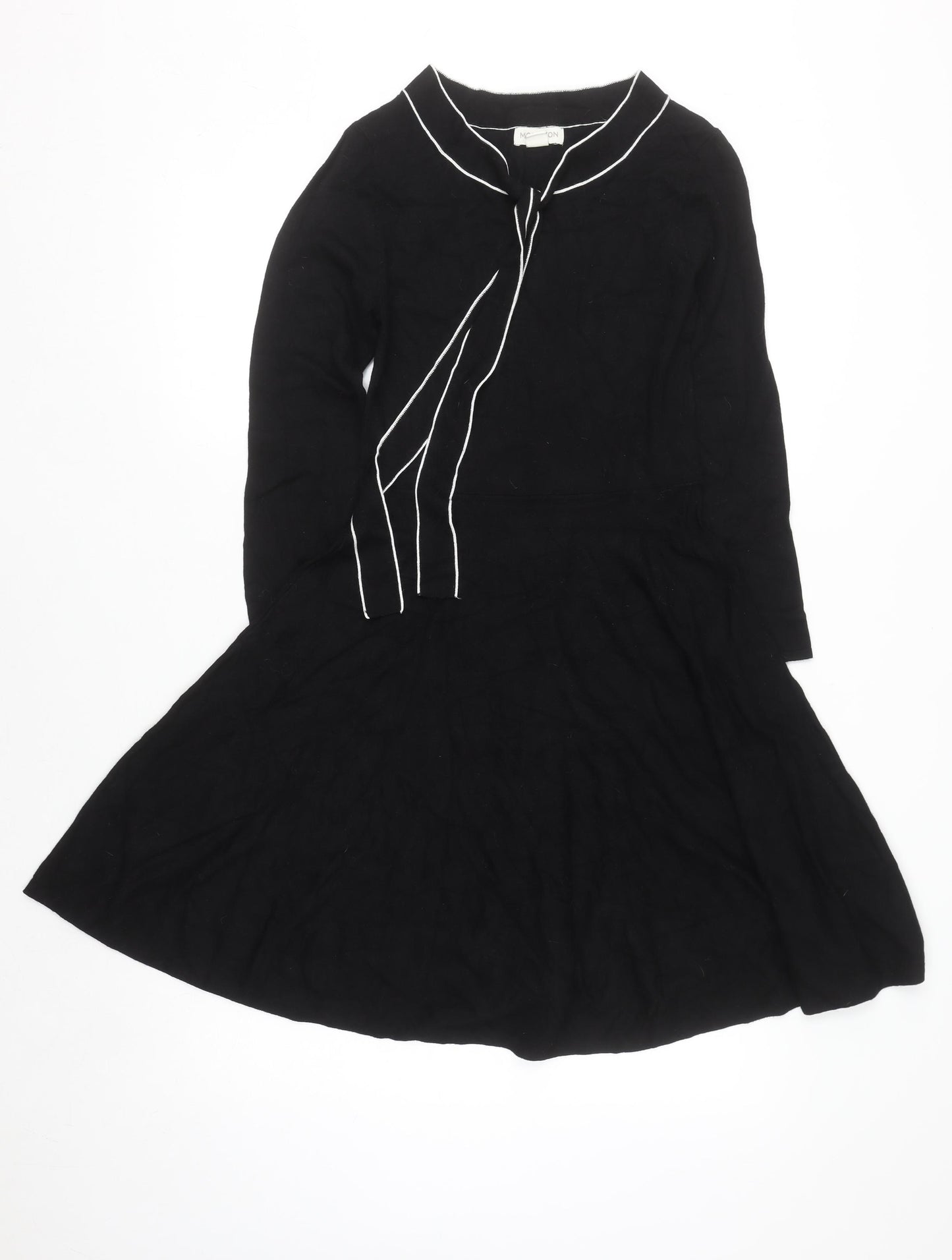 Monsoon Women’s Black Fit & Flare Knit Dress Size 8 Long Sleeve
