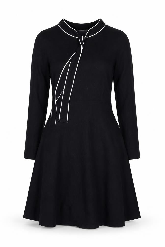 Monsoon Women’s Black Fit & Flare Knit Dress Size 8 Long Sleeve
