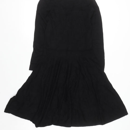 Monsoon Women’s Black Fit & Flare Knit Dress Size 8 Long Sleeve