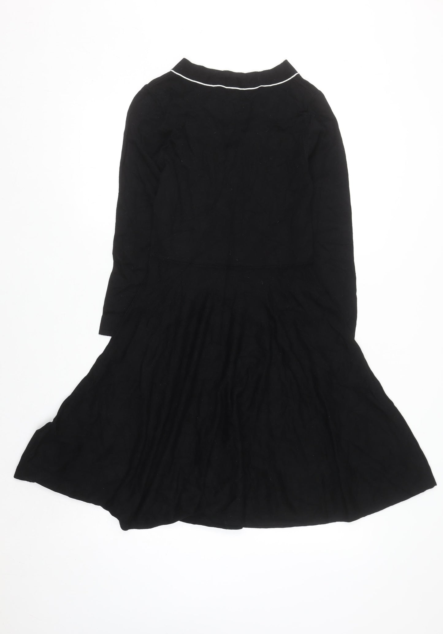 Monsoon Women’s Black Fit & Flare Knit Dress Size 8 Long Sleeve