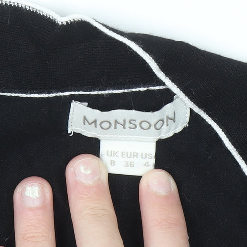 Monsoon Women’s Black Fit & Flare Knit Dress Size 8 Long Sleeve