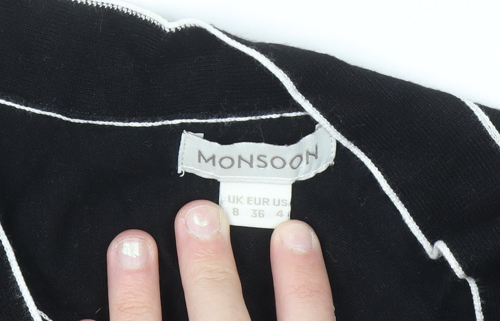 Monsoon Women’s Black Fit & Flare Knit Dress Size 8 Long Sleeve