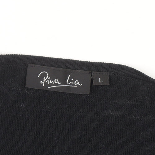 Pina Lia Women’s Black Sequin Trim Knit Cardigan Size L