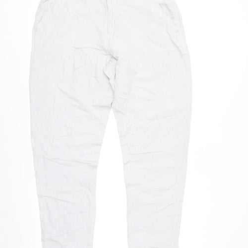 Dunnes Women White Linen Blend Chino Trousers Size 10