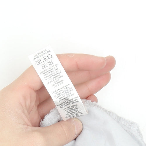 Dunnes Women White Linen Blend Chino Trousers Size 10
