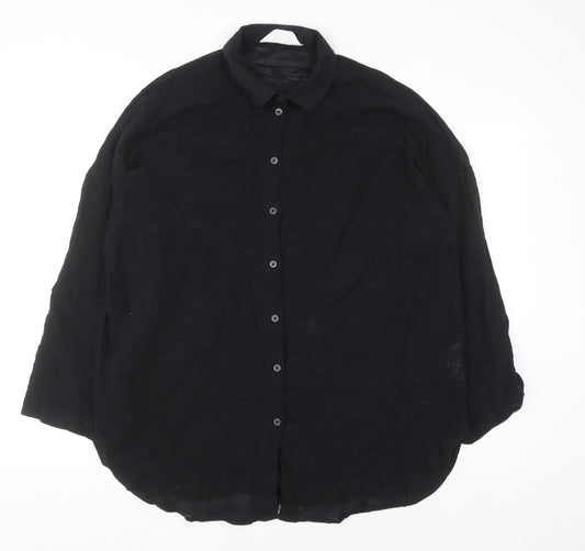 Primark Women’s Black Cotton Button-Up Shirt XL Long Sleeve