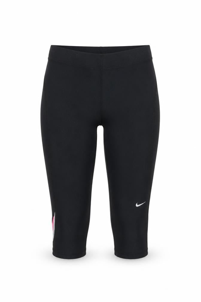 Front view of Nike women’s black dri-fit compression running shorts, size S, uk 8/10
