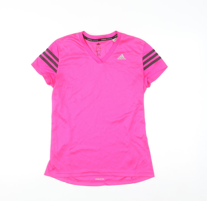 Adidas Women's Pink Climalite Running V-Neck T-Shirt Size S