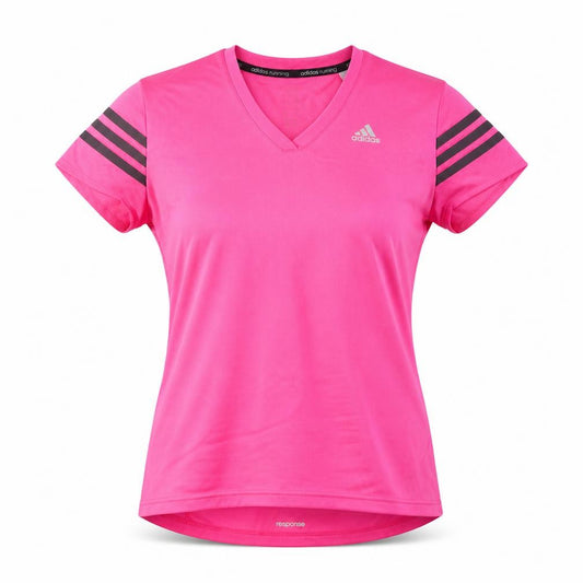 Adidas Women's Pink Climalite Running V-Neck T-Shirt Size S