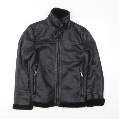 Primark Women’s Black Faux Leather Lined Biker Jacket Size S