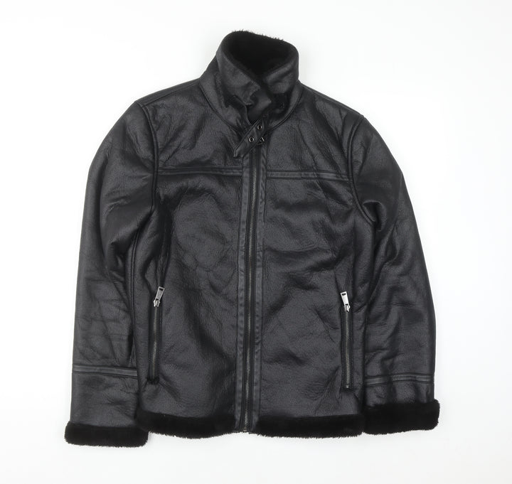 Primark Women’s Black Faux Leather Lined Biker Jacket Size S