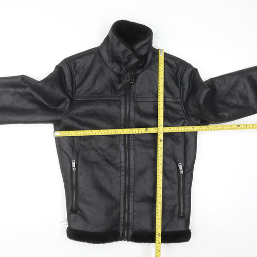 Primark Women’s Black Faux Leather Lined Biker Jacket Size S