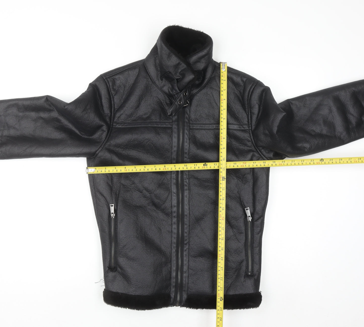 Primark Women’s Black Faux Leather Lined Biker Jacket Size S