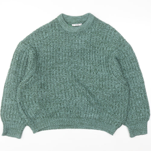 Pull & Bear Women’s Green Chunky Knit Acrylic Jumper Size 8