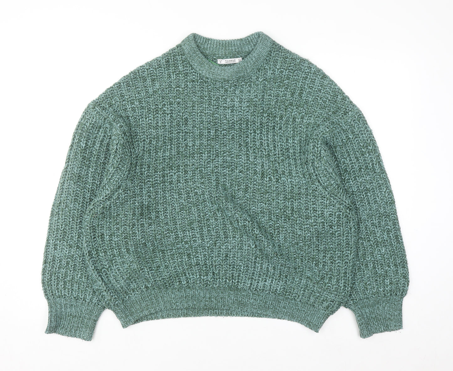 Pull & Bear Women’s Green Chunky Knit Acrylic Jumper Size 8