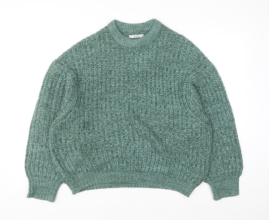 Pull & Bear Women’s Green Chunky Knit Acrylic Jumper Size 8