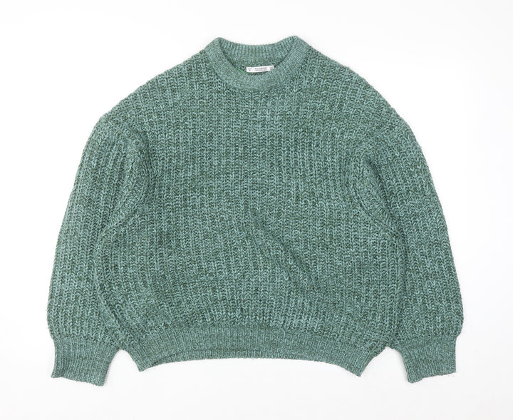 Pull & Bear Women’s Green Chunky Knit Acrylic Jumper Size 8