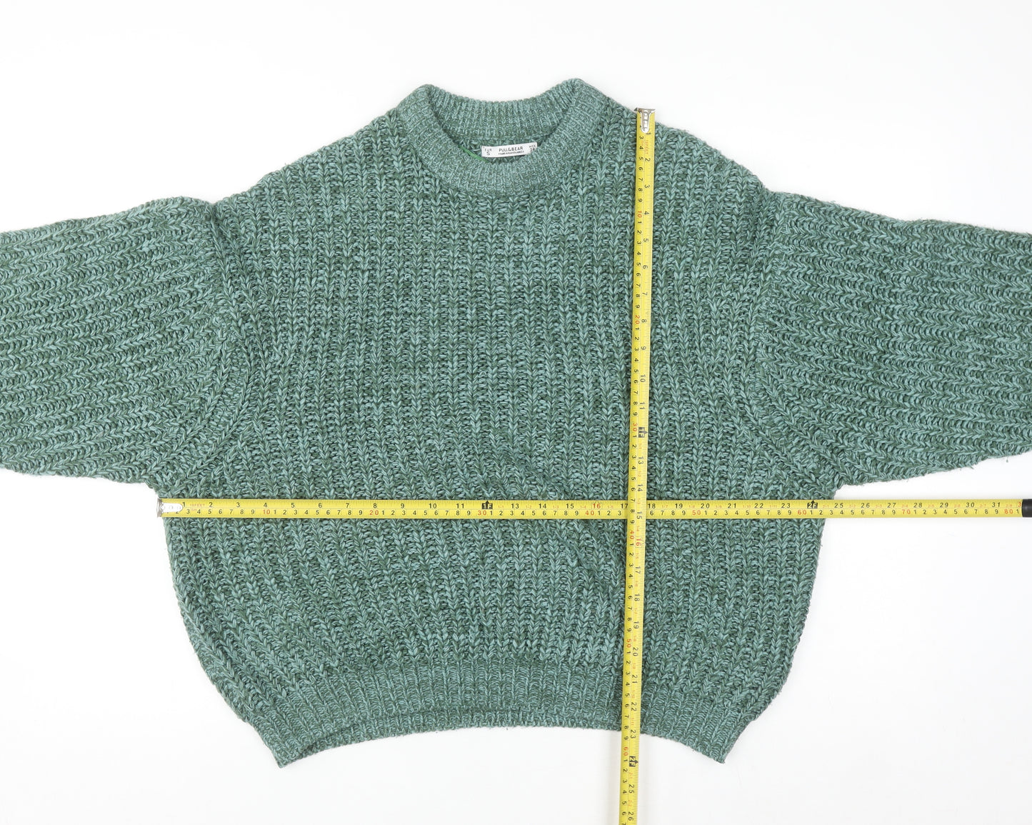 Pull & Bear Women’s Green Chunky Knit Acrylic Jumper Size 8