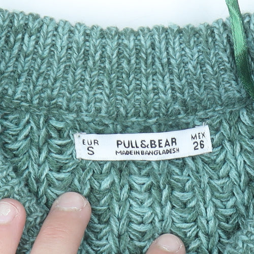 Pull & Bear Women’s Green Chunky Knit Acrylic Jumper Size 8