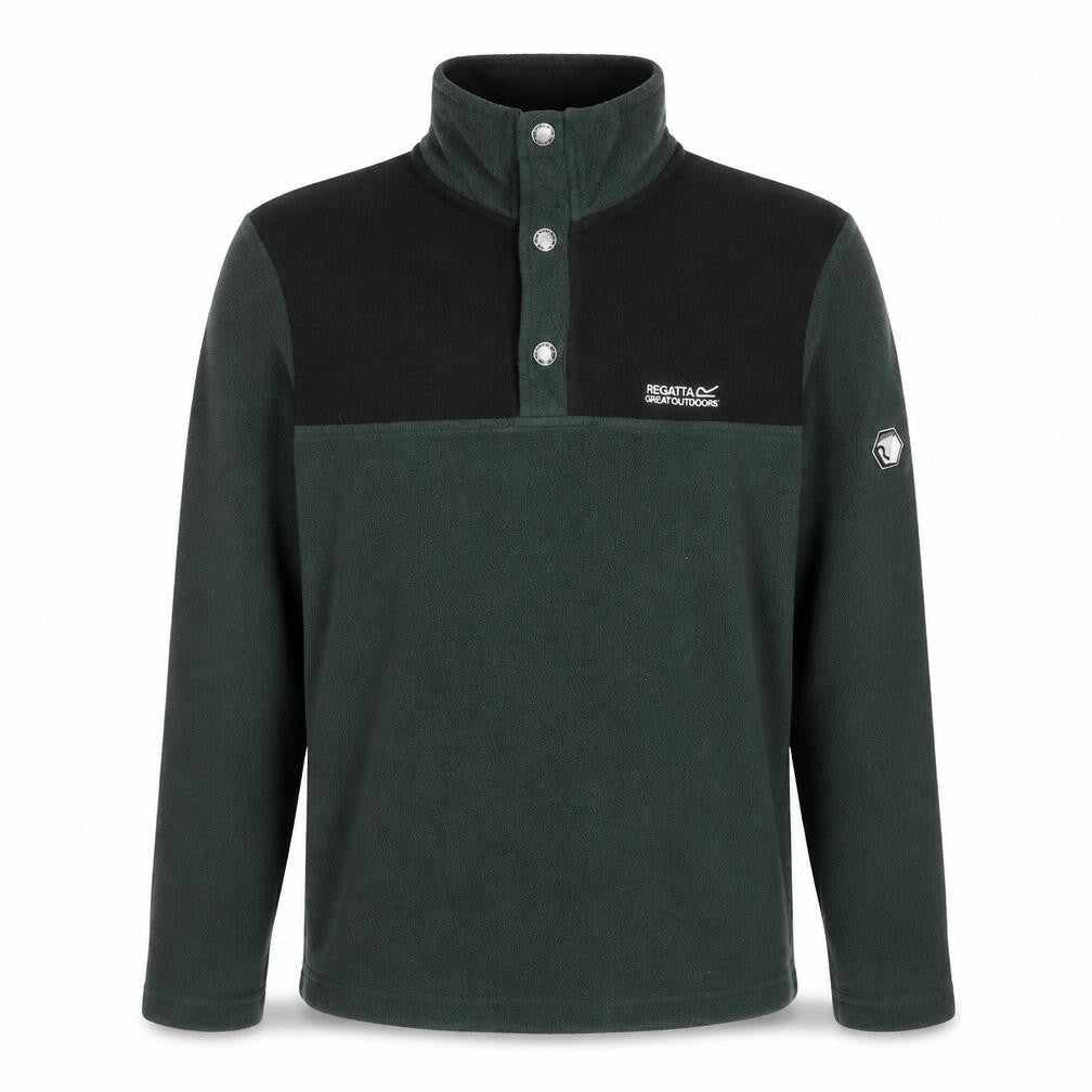 Front view of Regatta Men's Green Fleece Pullover Sweatshirt Small Outdoor Hiking