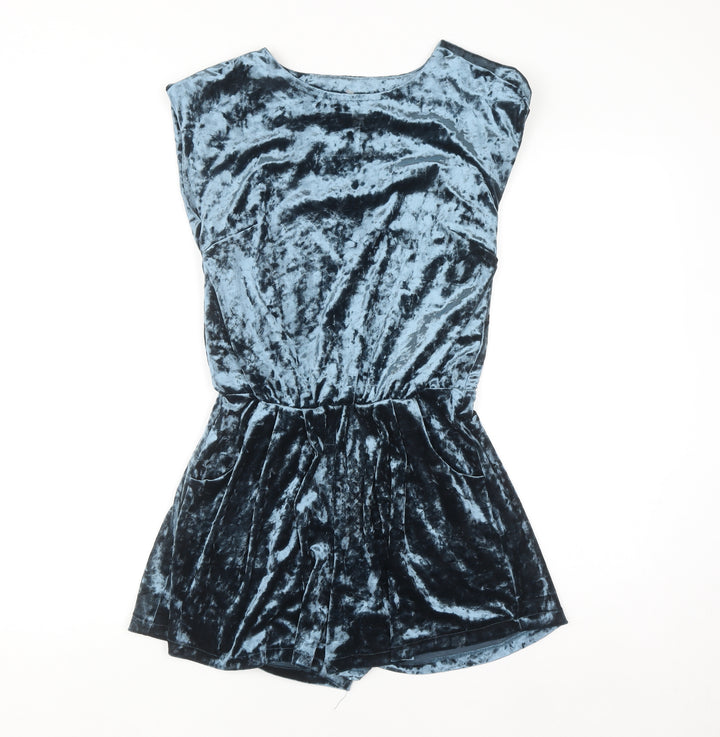 Next Girls Blue Velvet Sleeveless Party Playsuit 11 Years