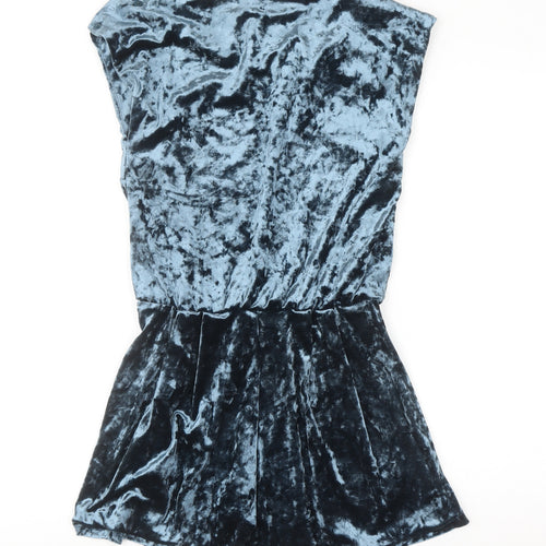 Next Girls Blue Velvet Sleeveless Party Playsuit 11 Years