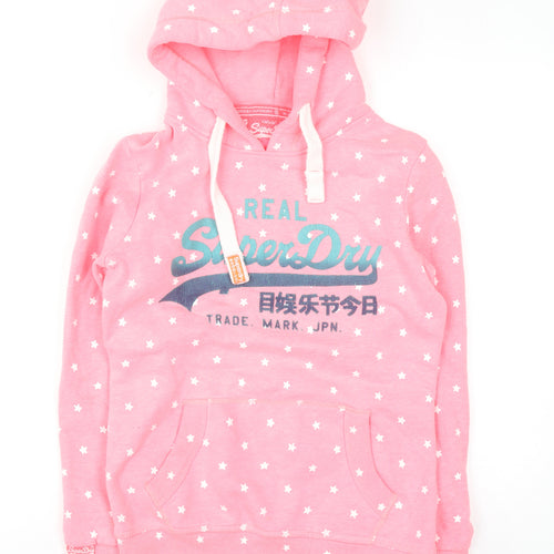 Superdry Womens Pink Star Print Pullover Hoodie XS