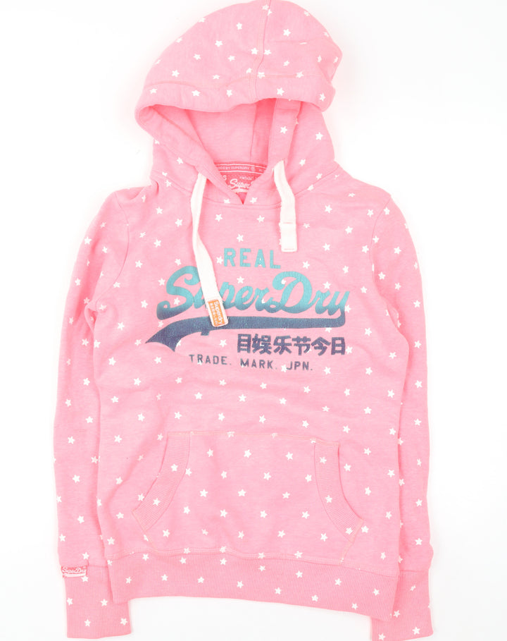 Superdry Womens Pink Star Print Pullover Hoodie XS